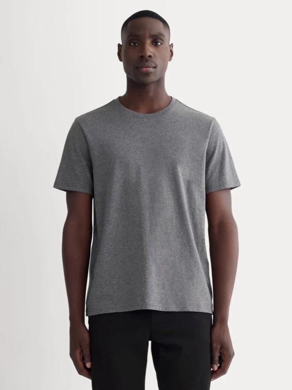 New Everlane The Essential Organic Crew Tee In Heathered Charcoal Size S